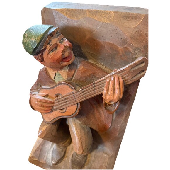 ANRI Wood Carved  6" Bookends Musicians Italy 1850’s - Picture 2 of 11